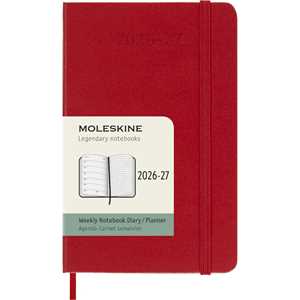 Cartoleria Agenda 2026-2027 Moleskine 18 mesi settimanale notebook pocket rossa rigida Moleskine